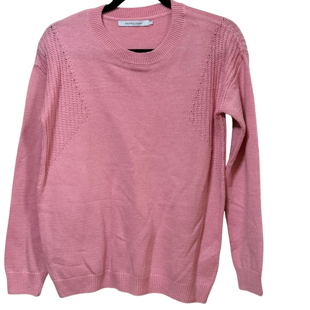 Stitches & Stripes Pink Textured Knit Crewneck Sweater SSGT20W-05 Womens Small